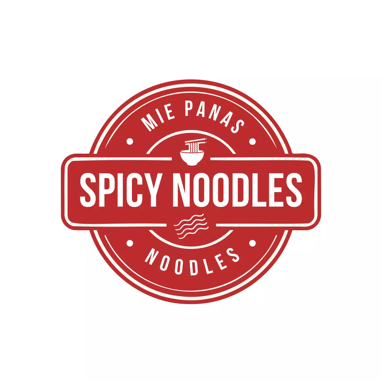 Red Traditional Noodles Advertisement Logo