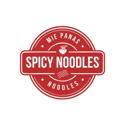 Red Traditional Noodles Advertisement Logo