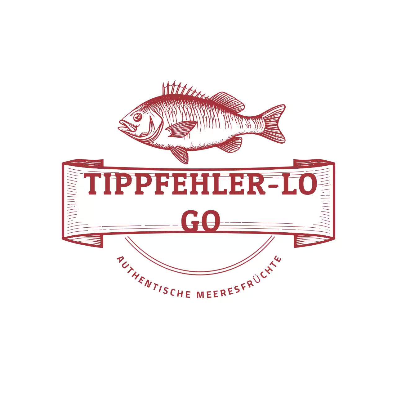 rotes Vintage-Logo für Meeresfrüchte