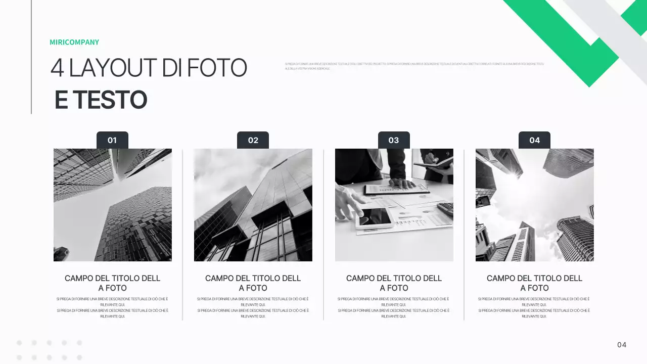 Un semplice business plan in bianco e verde