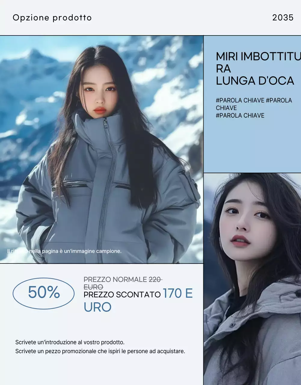 Annuncio di moda moderna di colore azzurro