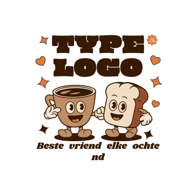 bruin retro ontbijt sticker