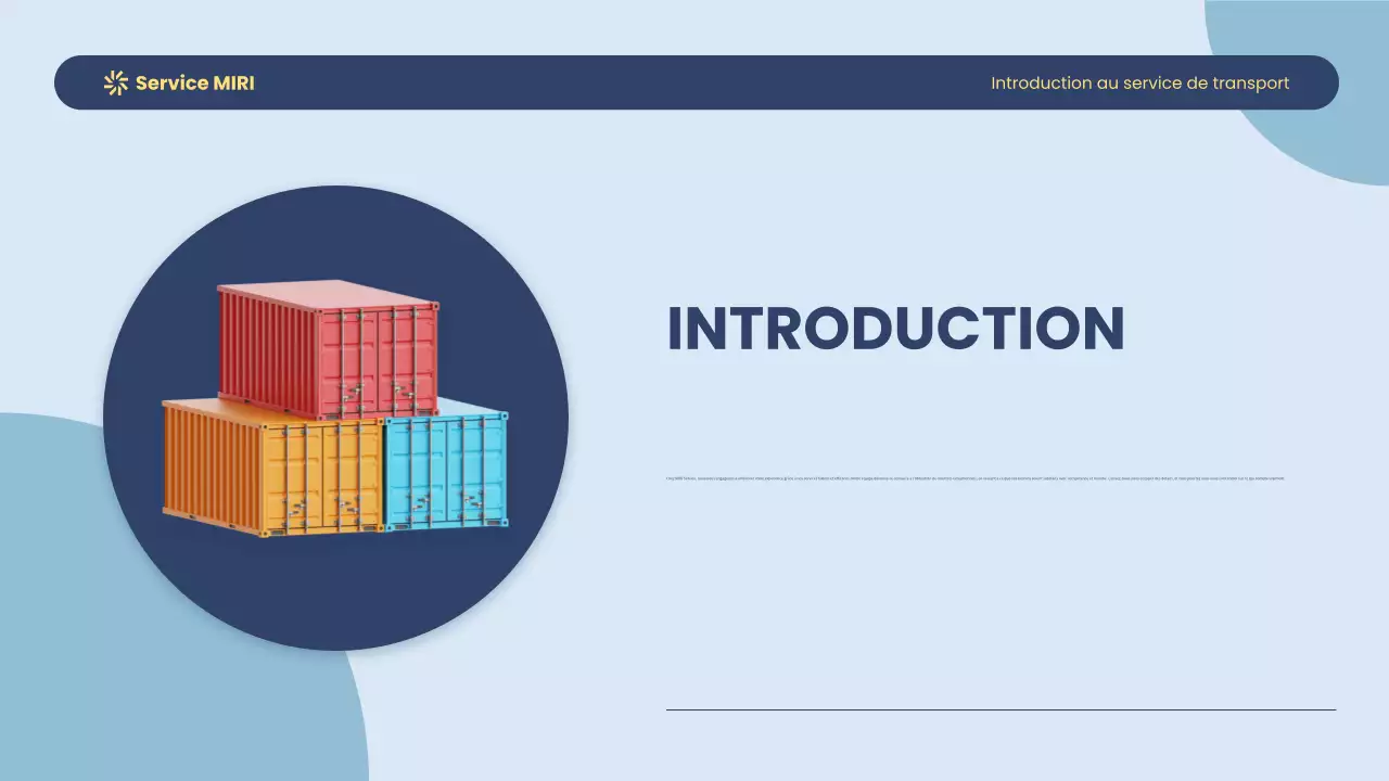 Service de transport moderne bleu et jaune Introduction