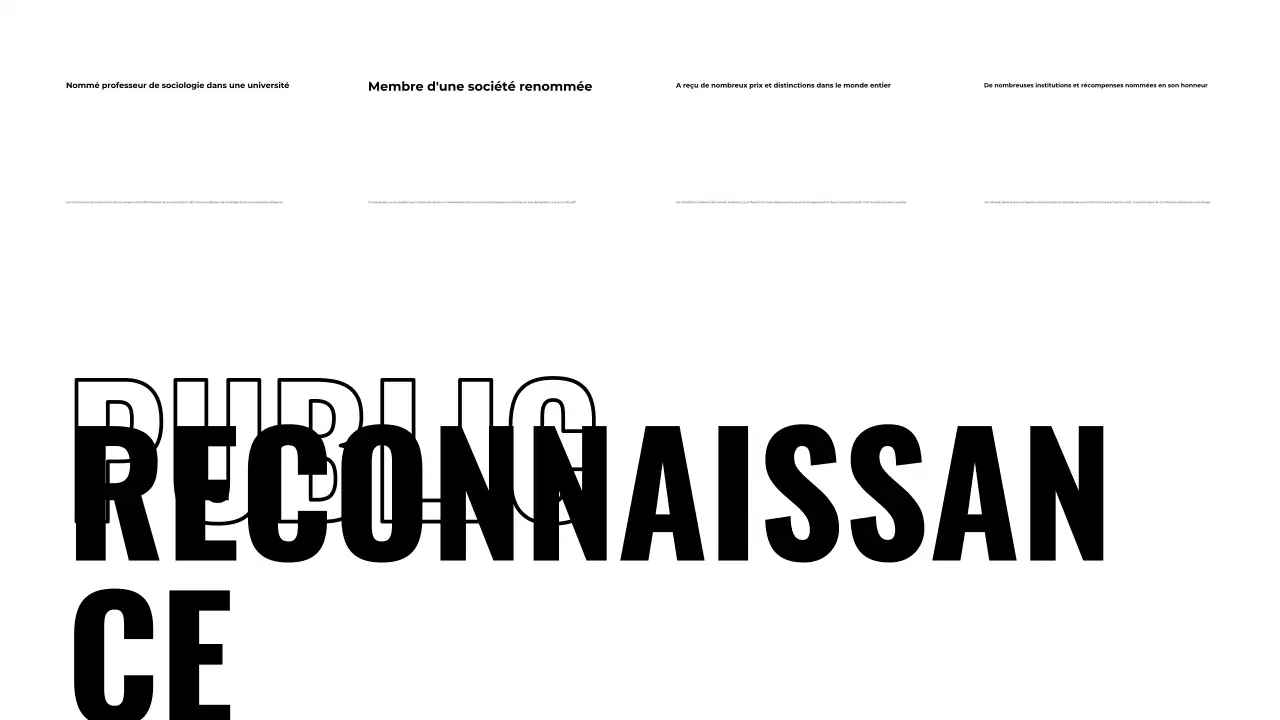 Présentation de la biographie en noir et blanc