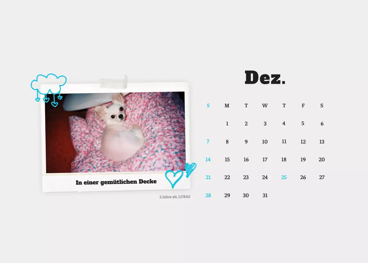 Weißer Neat Ballet-Tier-Fotokalender