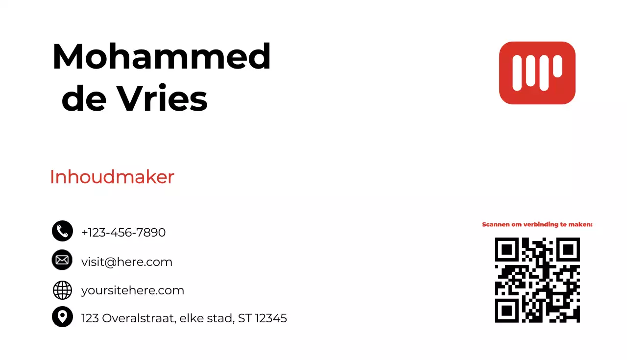 rood modern visitekaartje