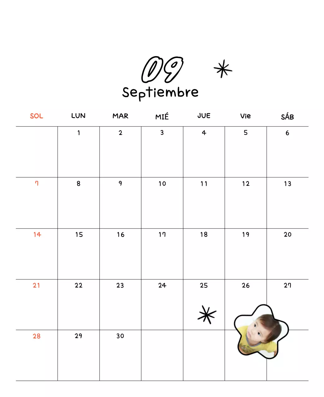 Adorable calendario de Año Nuevo