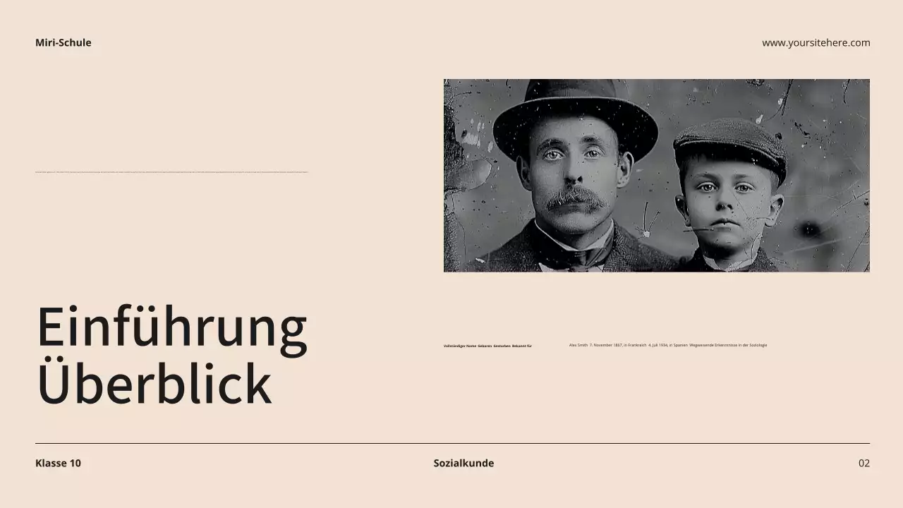 Beige und Schwarz Moderne Biographie Klasse Material Einführung Präsentation