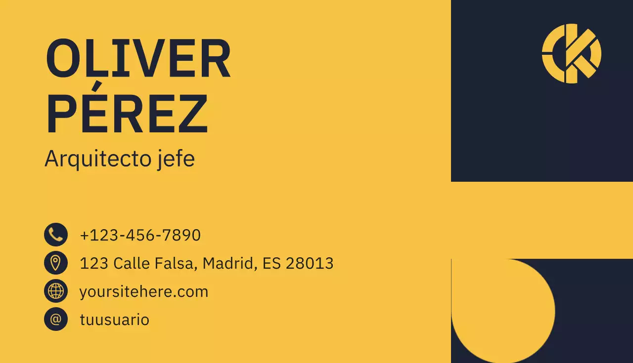 Tarjeta de visita moderna amarilla