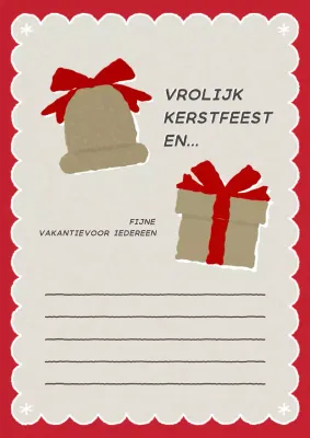 Vintage kerstbriefpapier in rood en goud