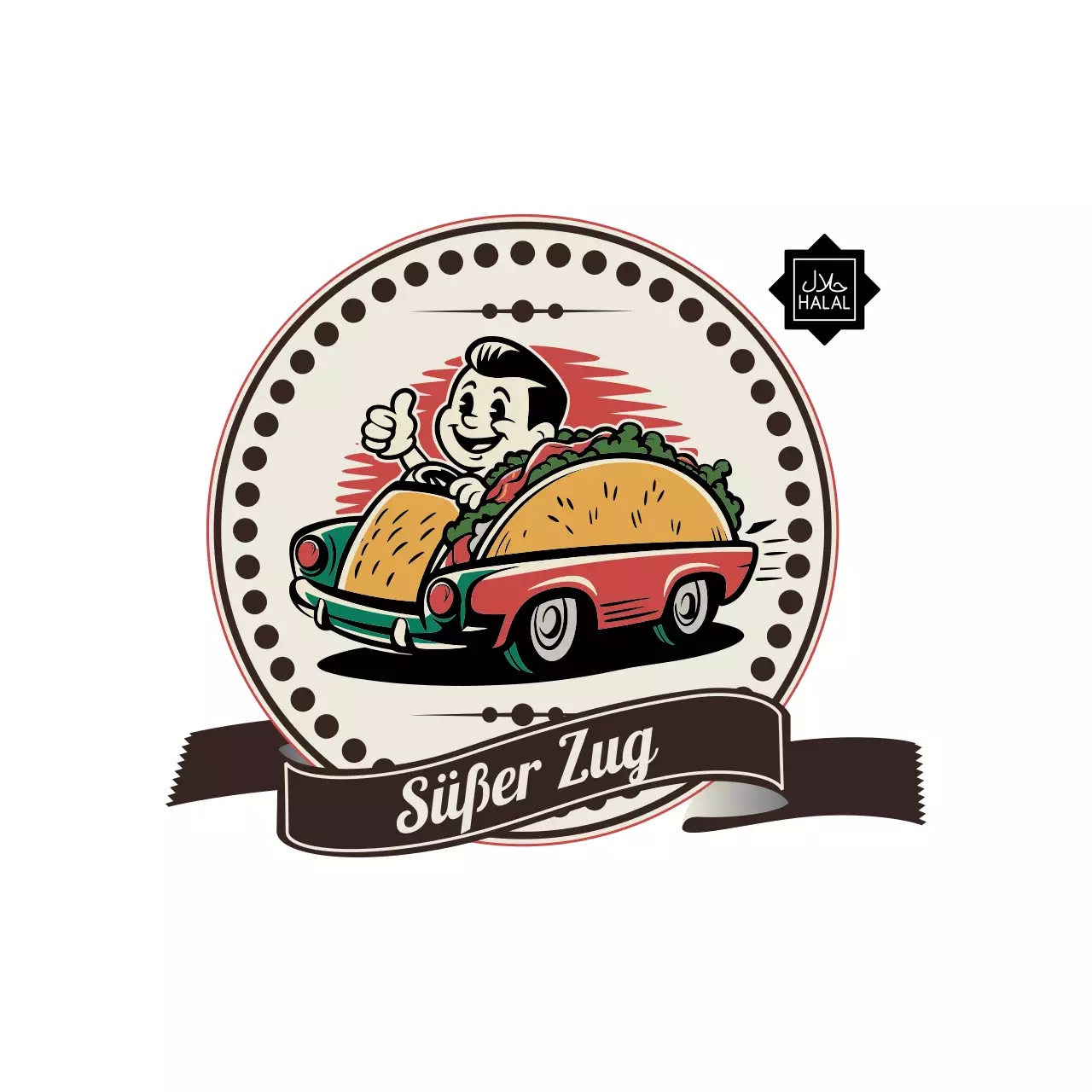 rotes Retro-Taco-Logo