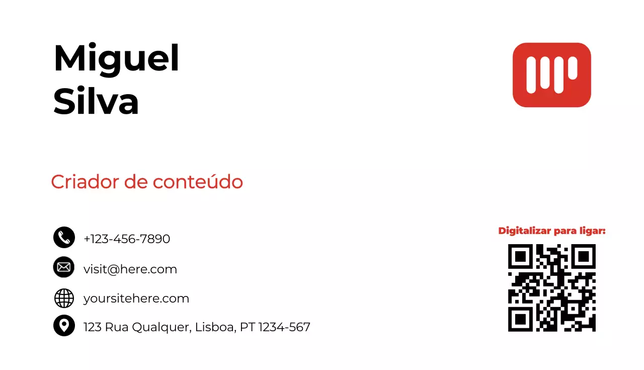 cartão de visita moderno vermelho