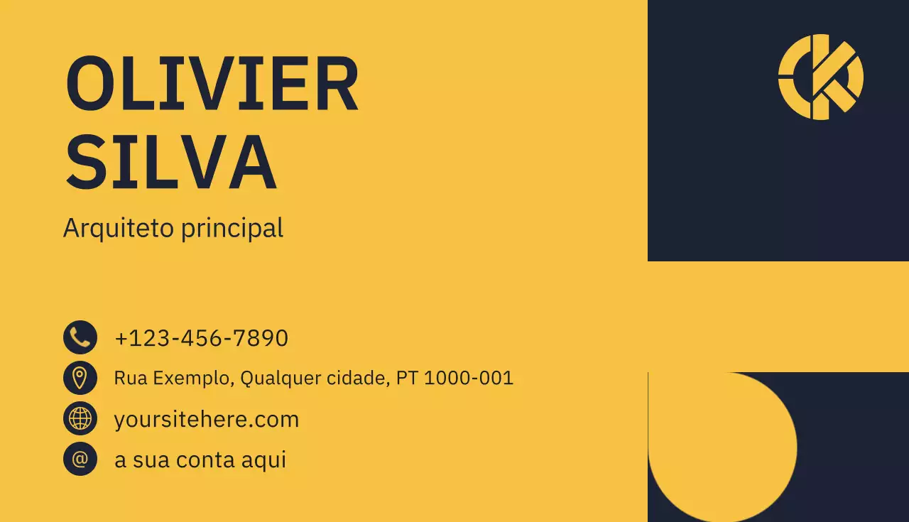 Cartão de visita moderno amarelo