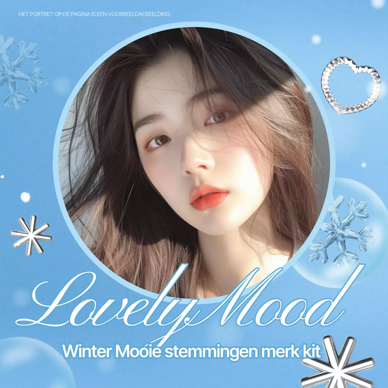 Een lichtblauwe, winterse merkreclame