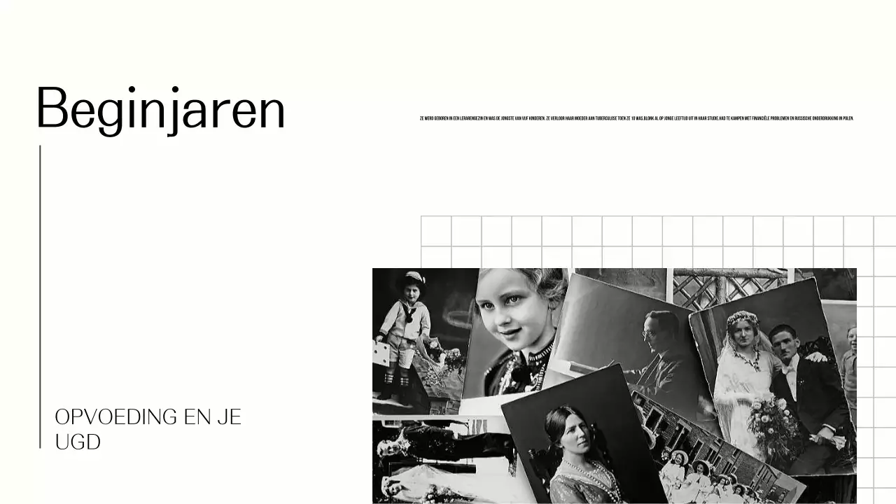 Ontdek het leven van Marie Curie Eenvoudig zwart-beige presentatie