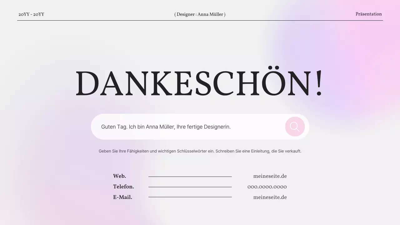 Ein einfaches Portfolio mit Farbverlauf in Rosa