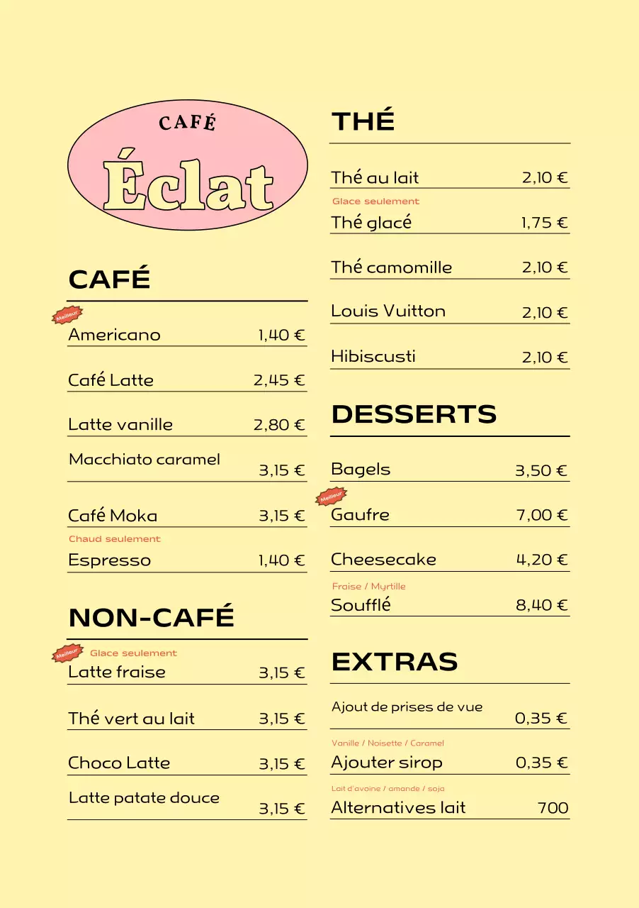 Publicité pour le dessert Pink Pop