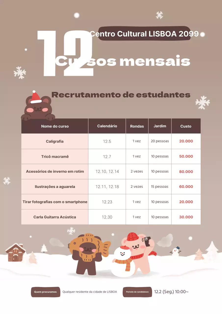 Anúncio de curso bege acolhedor