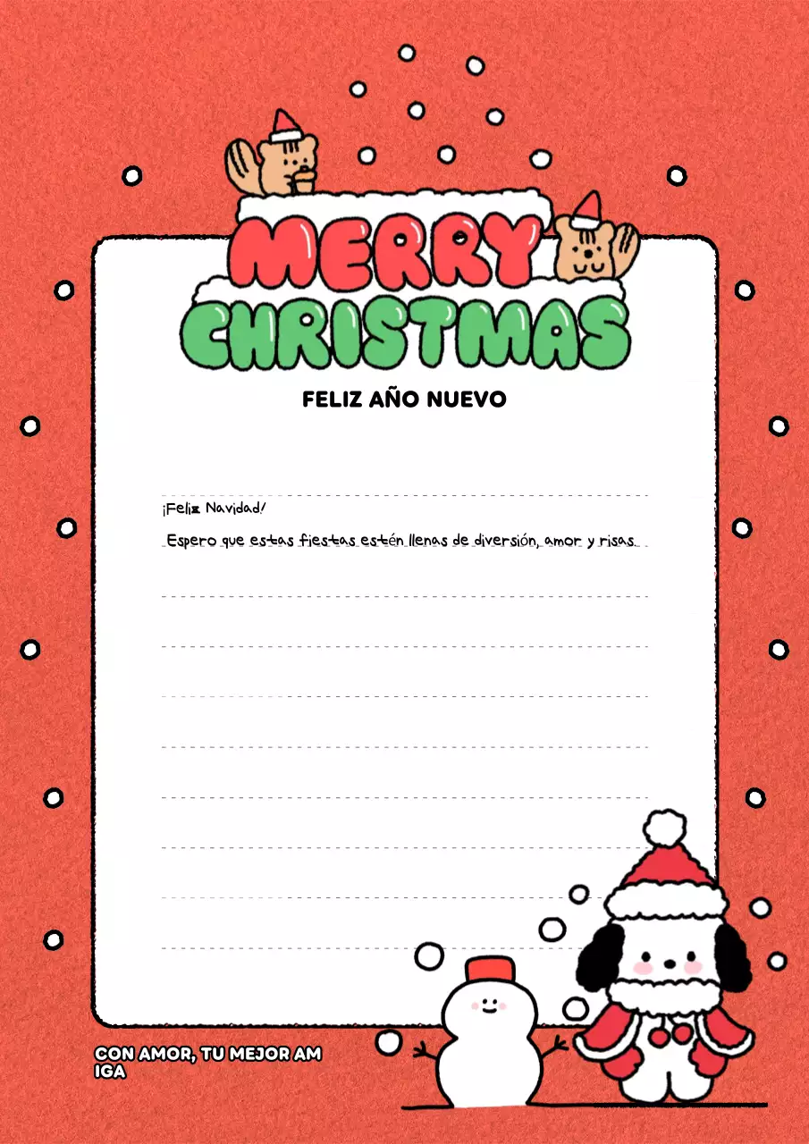 tarjeta de felicitación navideña de animación roja