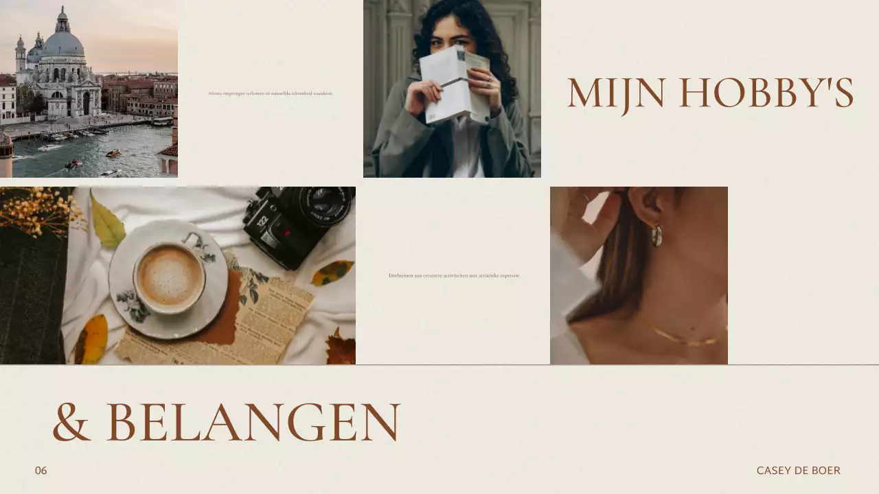 Beige Elegante Over Mij Presentatie