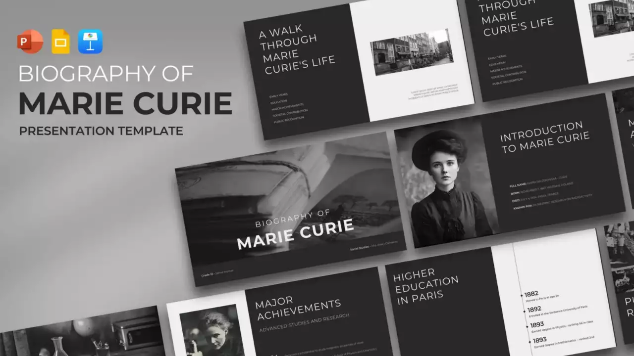 Minimalista moderno Explorando a vida de Marie Curie Apresentação