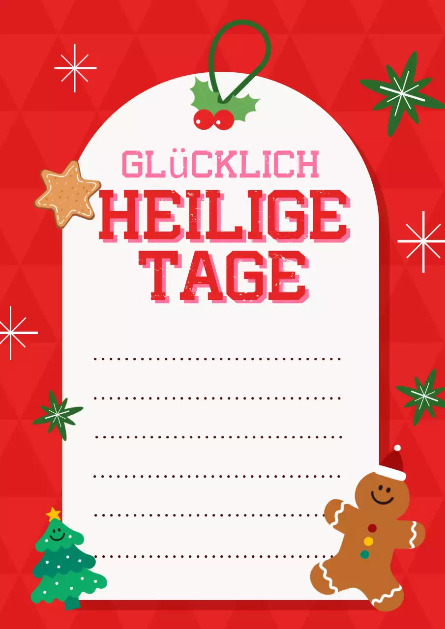 Niedliches Weihnachtsbriefpapier in Rot und Grün