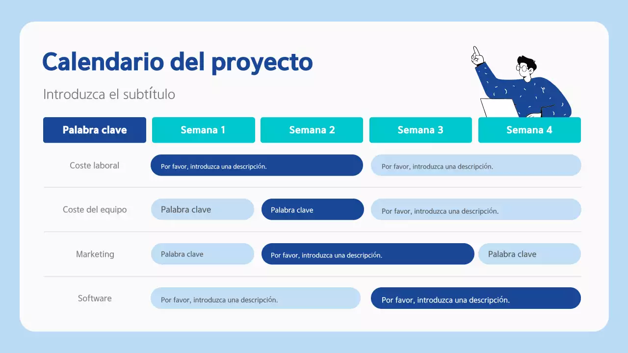 calendario del proyecto blue modern