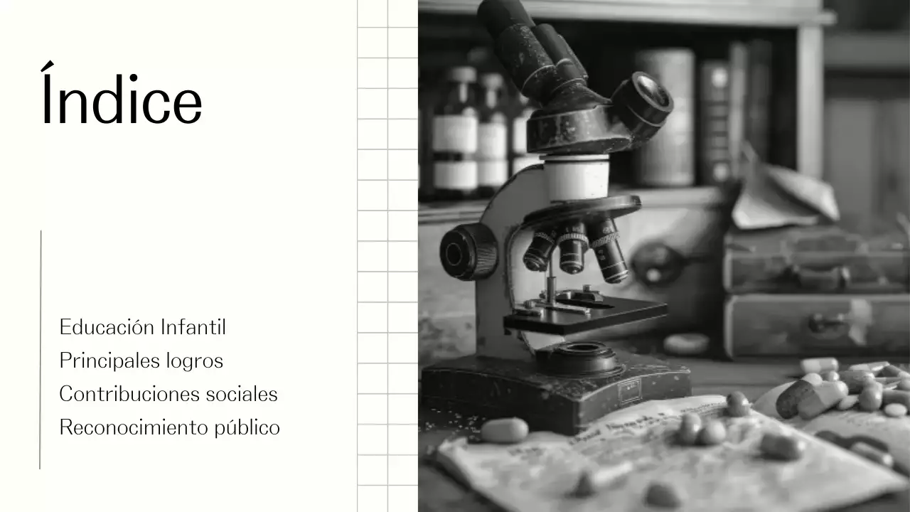 Explorando la vida de Marie Curie Presentación sencilla en negro y beige