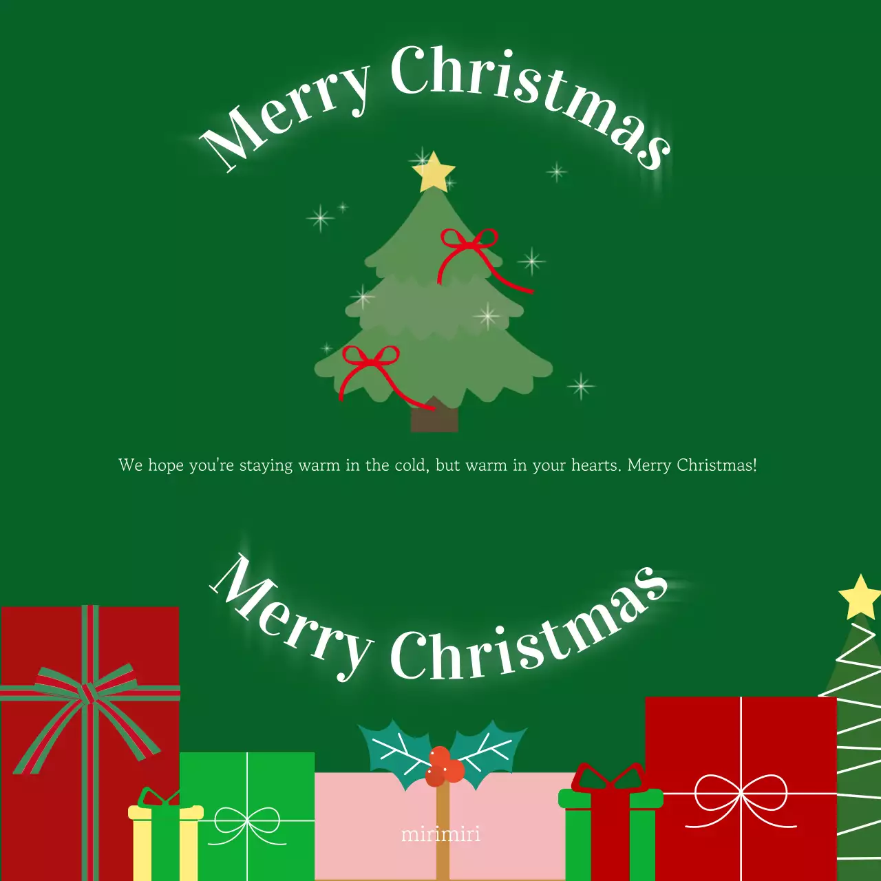 Kartu Ucapan Selamat Natal Tradisional Hijau Posting Media Sosial