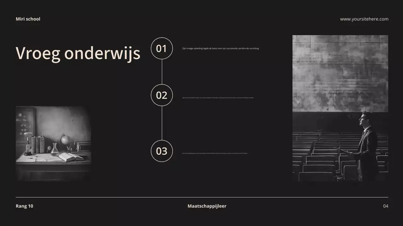 Beige en zwart Moderne biografie Lesmateriaal Introductie Presentatie