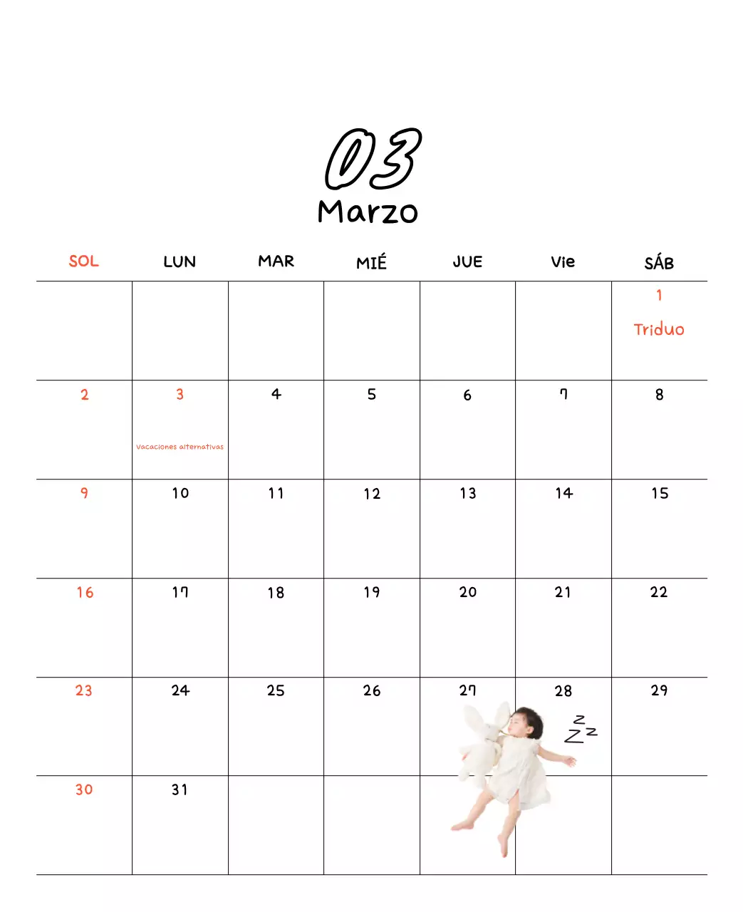 Adorable calendario de Año Nuevo