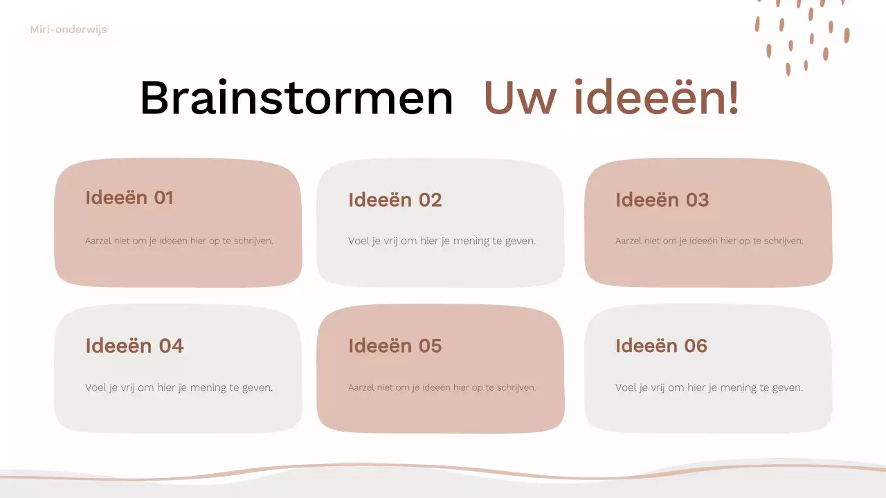bruin en roze organische brainstorm layout gids