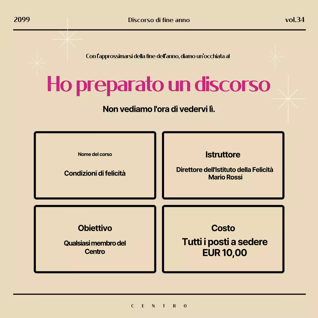 Promuovete un moderno Capodanno speciale in beige e rosa