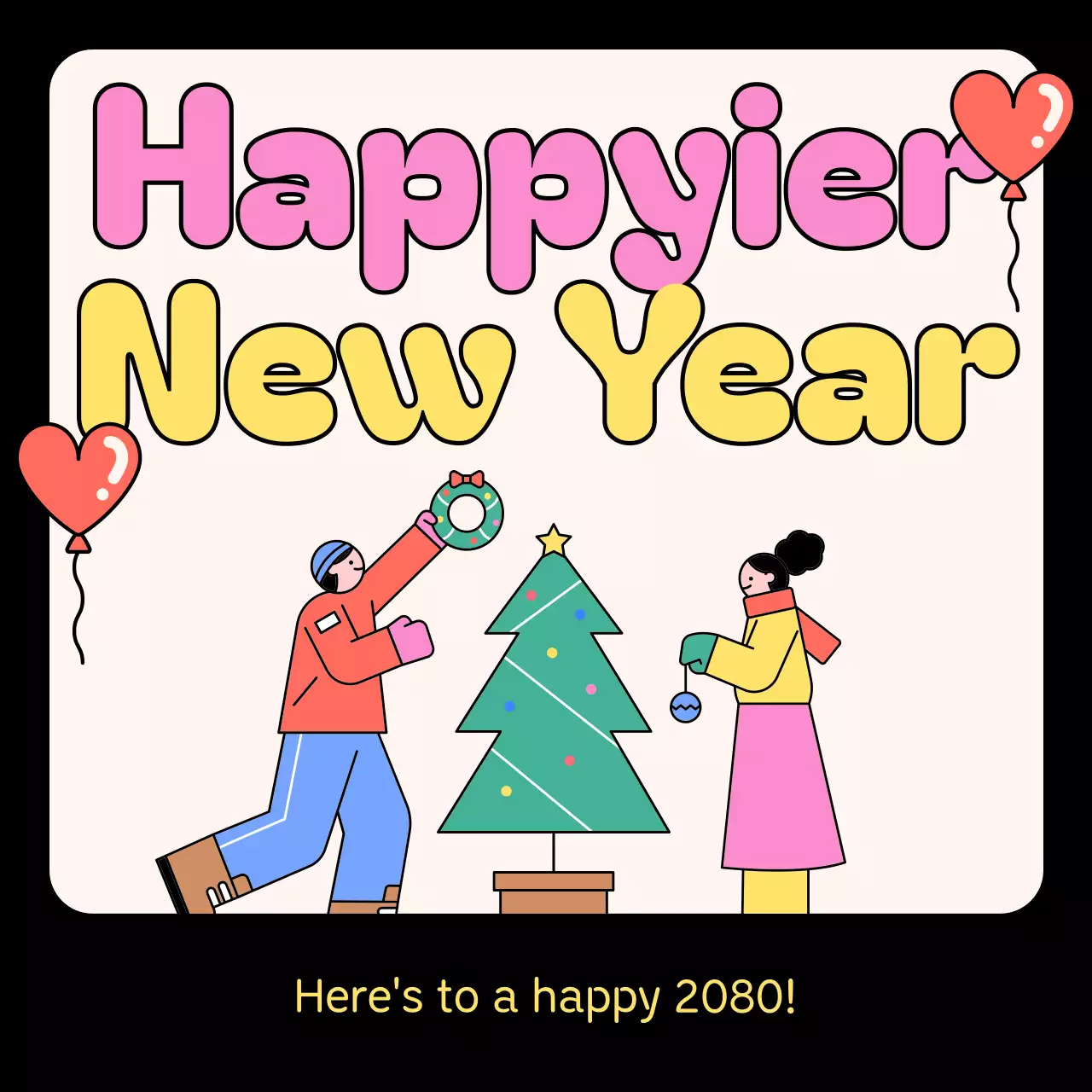 Bài đăng trên mạng xã hội chúc mừng năm mới màu hồng cổ điển