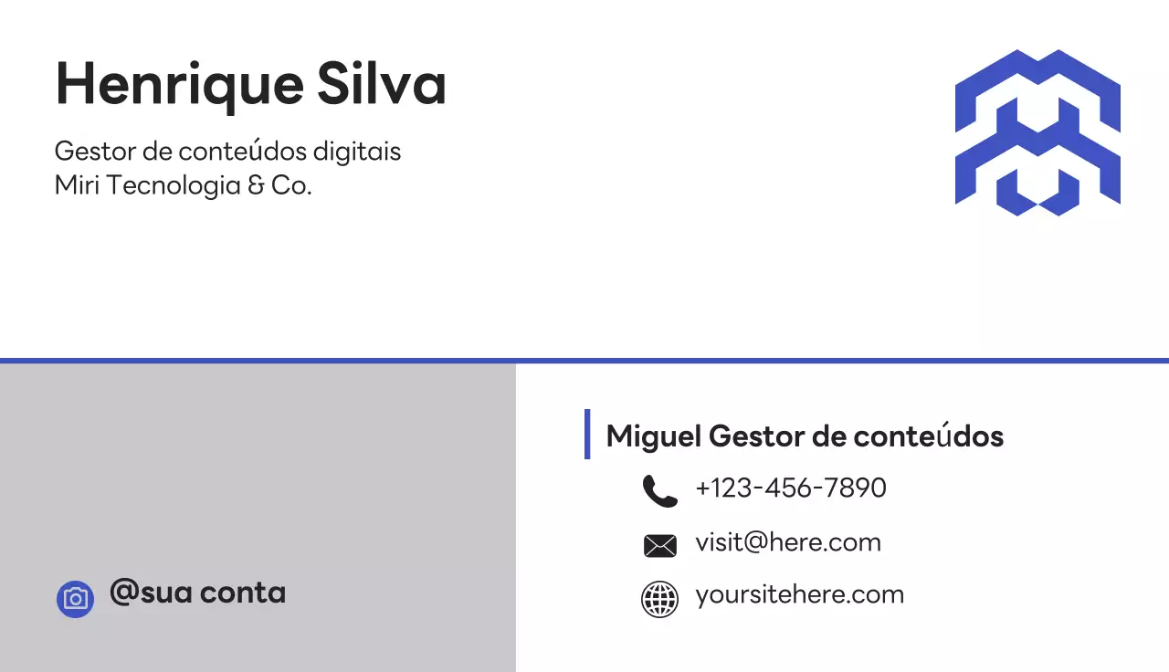 cartão de visita moderno azul