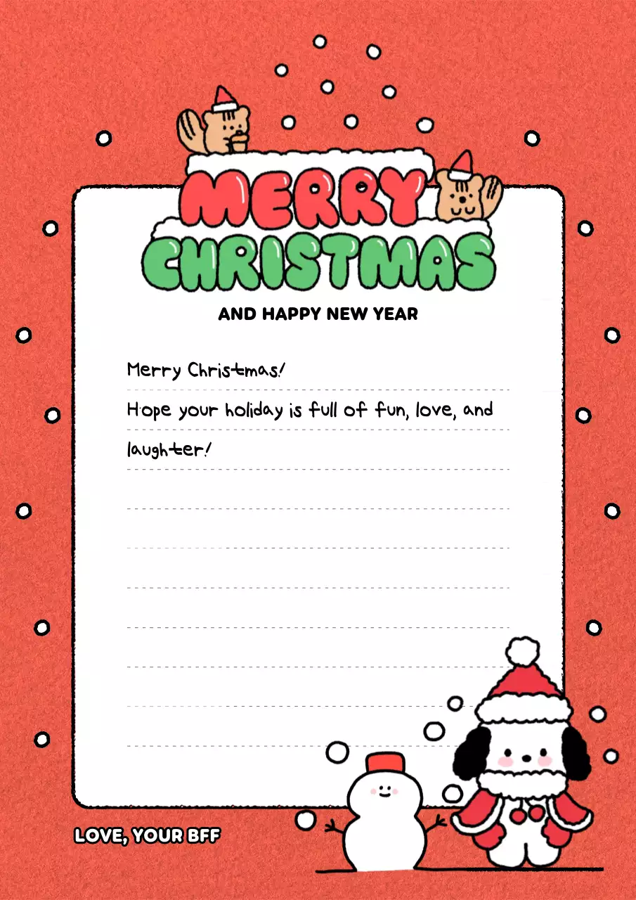 Red Cartoon Christmas Card Poster