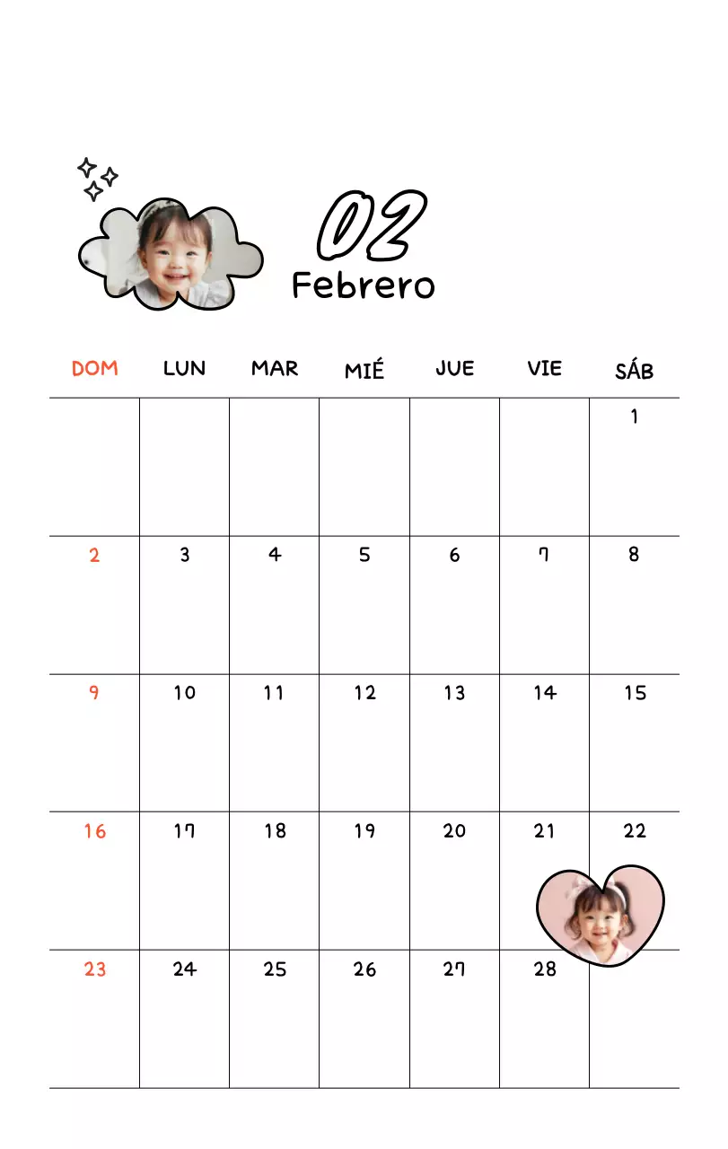Bonito calendario con fotos de Año Nuevo