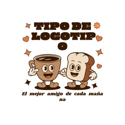 adhesivo marrón retro desayuno