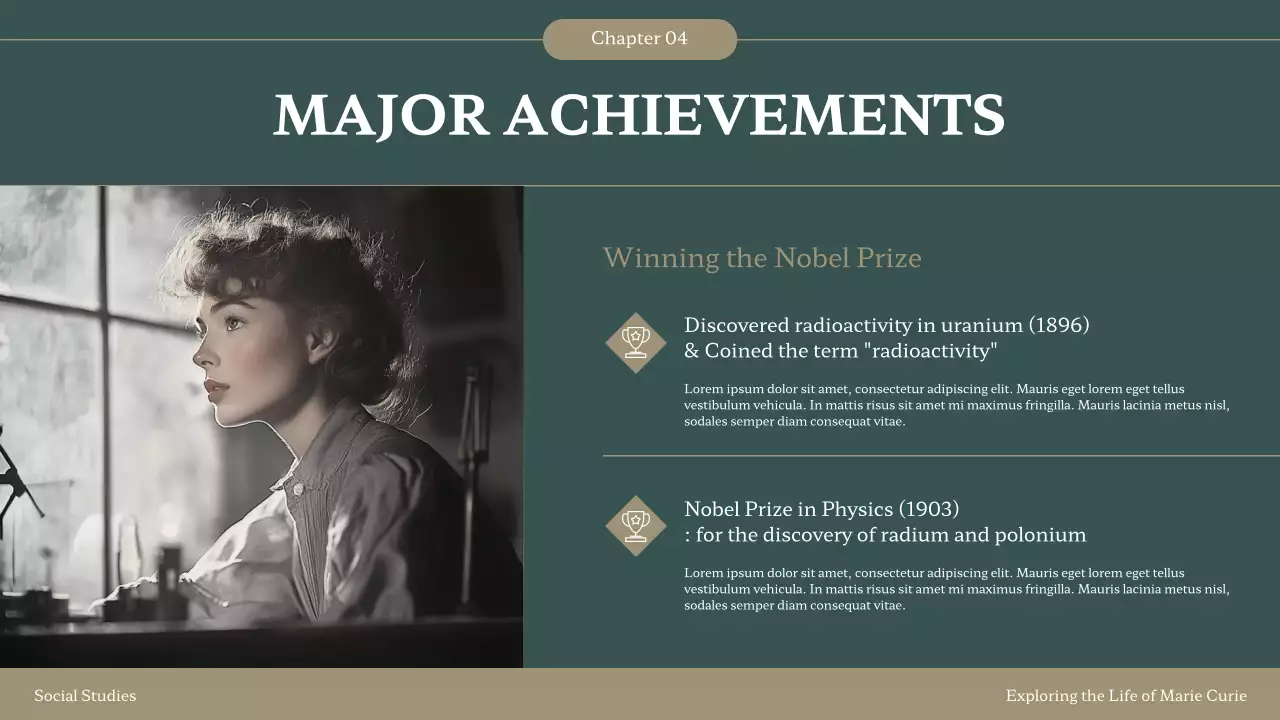 Green Vintage Marie Curie Presentation