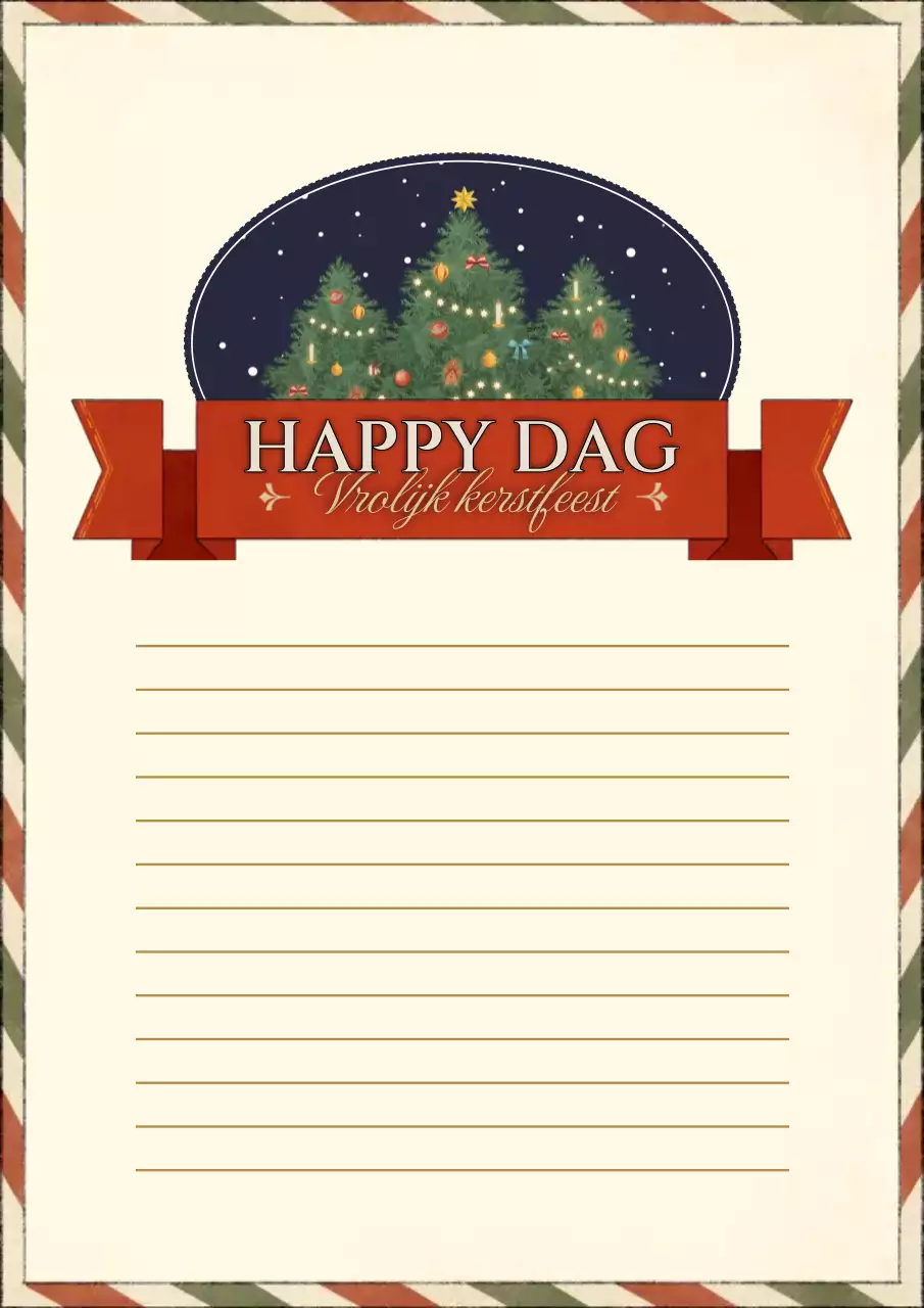 Vintage kerstkaart in rood en ivoor