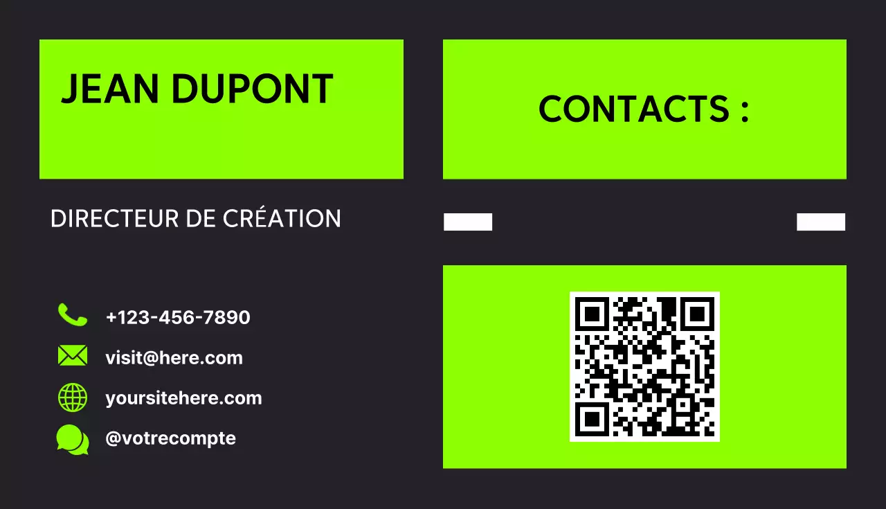 Carte de visite moderne verte