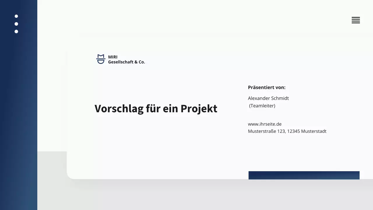 Navy Business Projektvorlage Präsentation