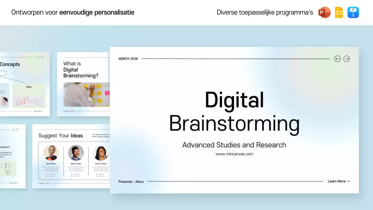 blauw en groen schoon digitale brainstormgids