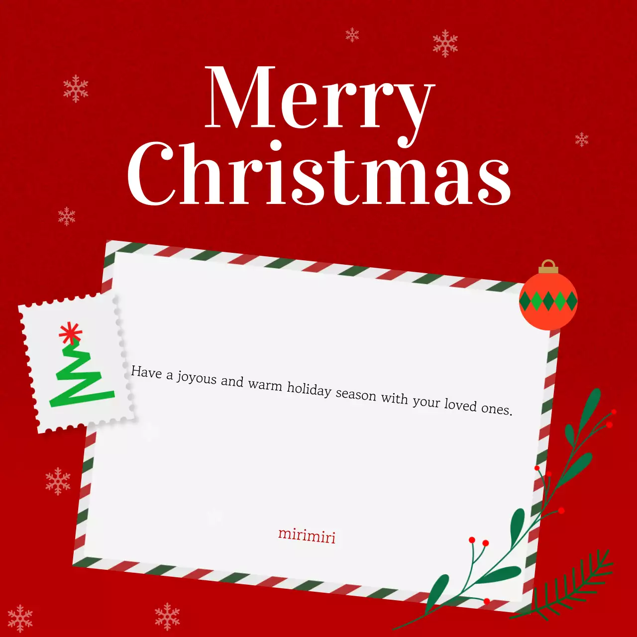 Red Traditional Christmas Greetings Card Social Media Post