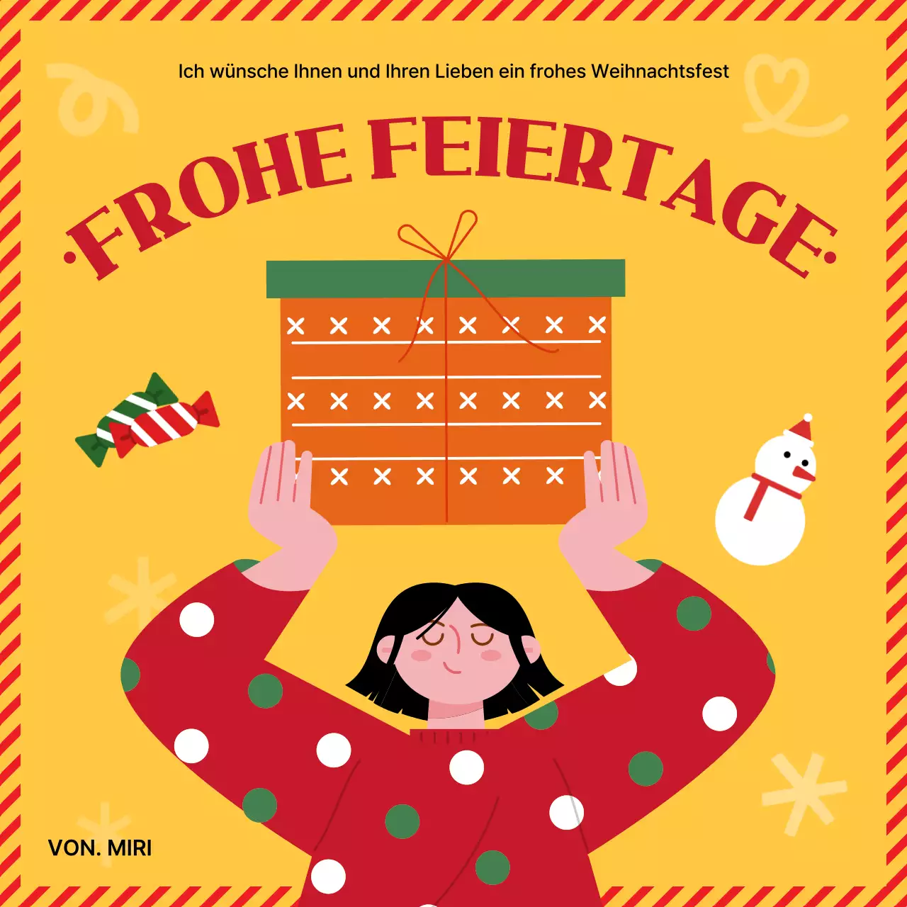 Eine gelbe Weihnachtspostkarte