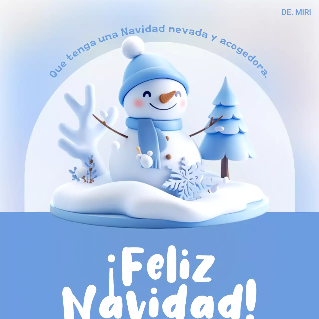Bonita tarjeta de Navidad en azul claro