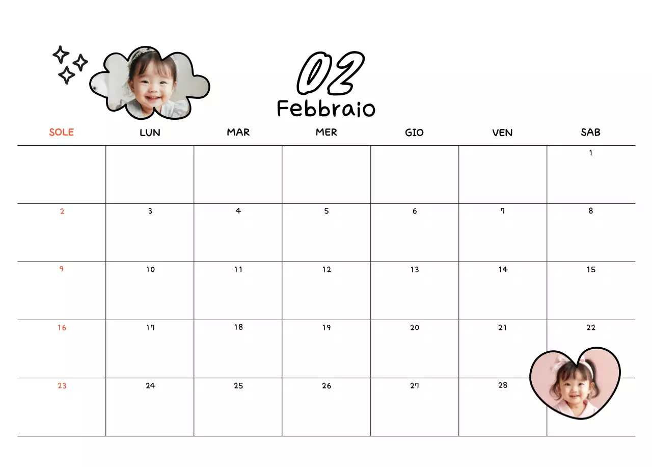 Calendario fotografico di Capodanno