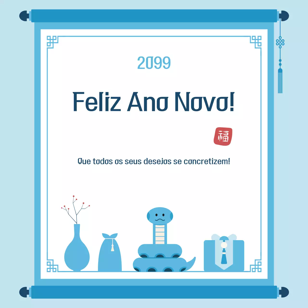 Celebrar o Ano Novo tradicional em azul claro