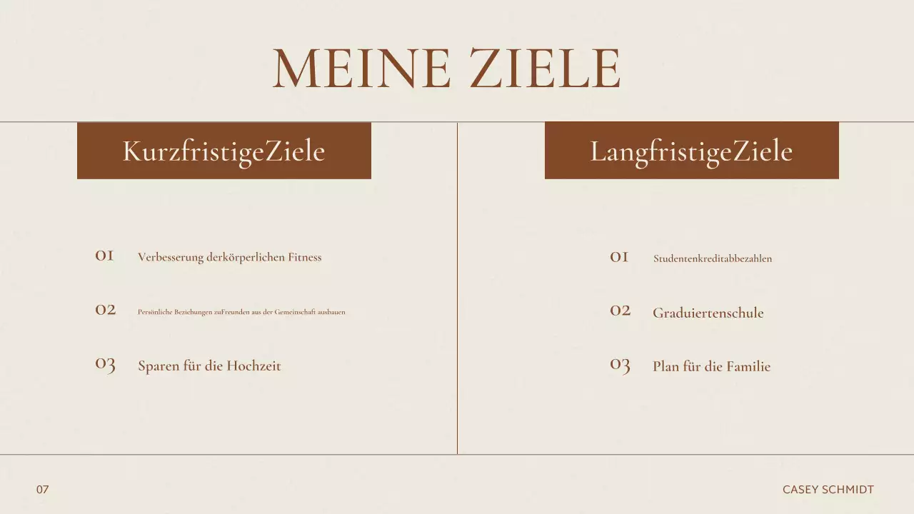 Beige Elegante Über mich Präsentation