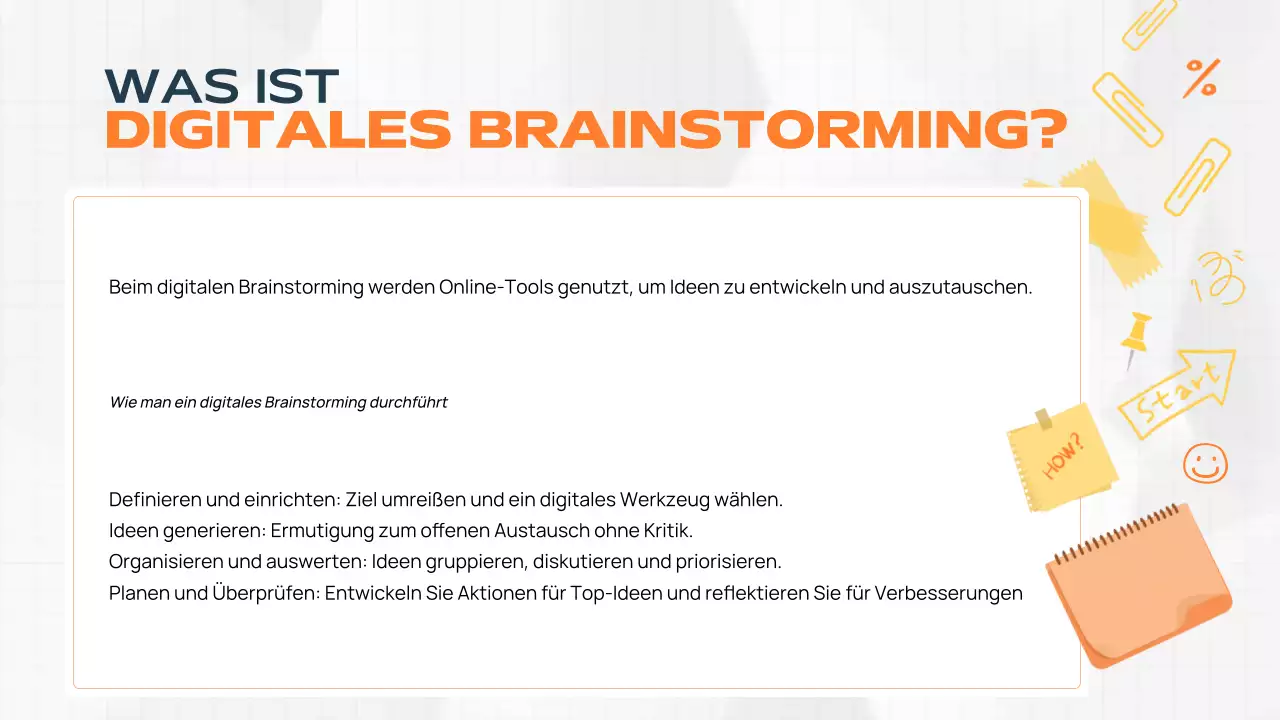orange modernes Brainstorming-Dokument